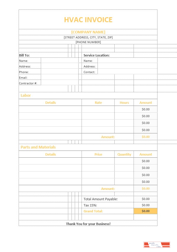 HVAC Invoice Template PSD template